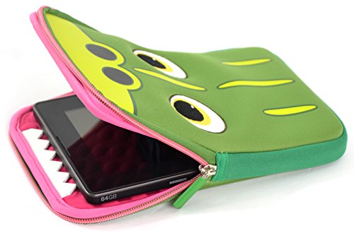 Tab Zoo Universal Pouch Case Schutzhülle mit integriertem Stand für 8 Zoll (20,3 cm) Tablets im niedlichen Design - Krokodil
