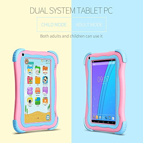 Yuntab Q91 tablet kids 7 Zoll Allwinner A33 Android 5.1 Quad-core1.5GHz Google Tablet PC HD Capacitive Multi-Touch-Bildschirm 8GB Dual Kamera 8Go Google Play Vorinstalliert,WLAN,3D Spiel unterstützt (Rose) - 5
